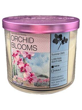 Bath & Body Works Orchid Blooms 3 Wick Candle 14.5 oz Jasmine English Ivy Spring